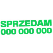 Naklejka SPRZEDAM + Numer Telefonu - Informacyjna / Na Szybę - Auto - zielony neon