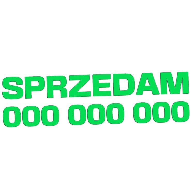 Naklejka SPRZEDAM + Numer Telefonu - Informacyjna / Na Szybę - Auto - zielony neon