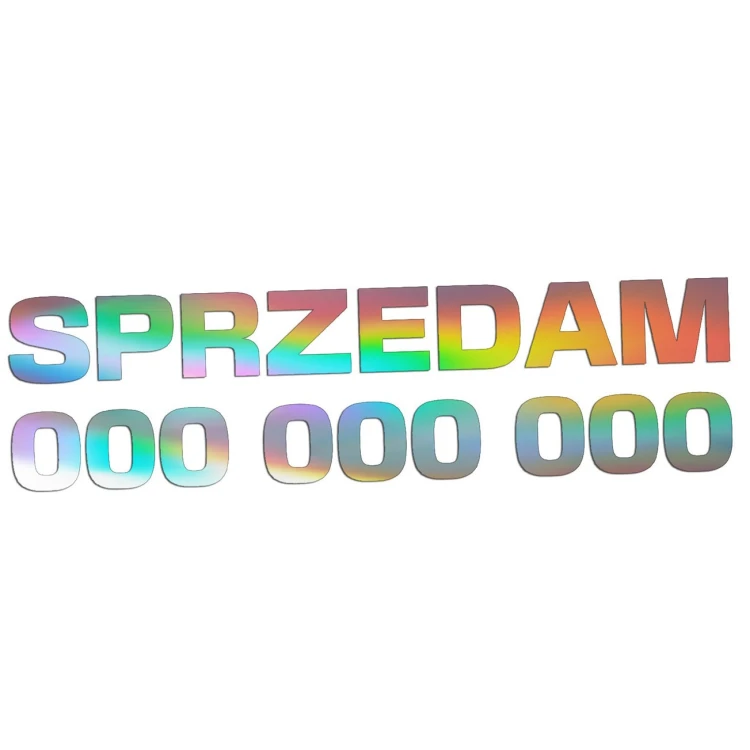Naklejka SPRZEDAM + Numer Telefonu - Informacyjna / Na Szybę - Auto - holograficzna