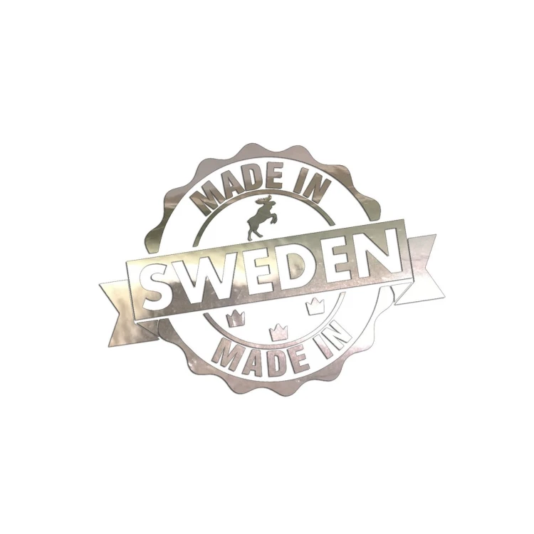 Naklejka Made in Sweden stempel łoś korony - pasuje do Volvo Saab Scania - chrom