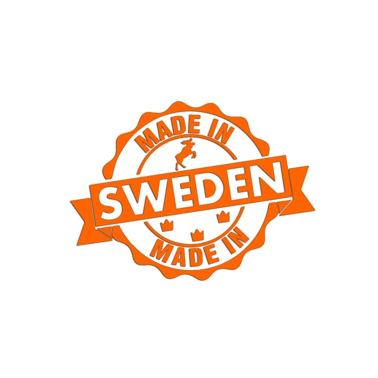 Naklejka Made in Sweden stempel łoś korony - pasuje do Volvo Saab Scania - pomarańczowa neon