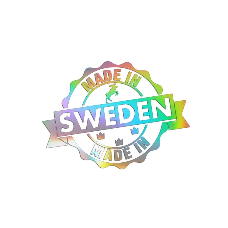 Naklejka Made in Sweden stempel łoś korony - pasuje do Volvo Saab Scania - holograficzna