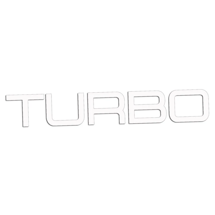 Naklejka TURBO Napis Sportowy - Auto Tuning / Doładowanie - Na Auto / Szybę - biała