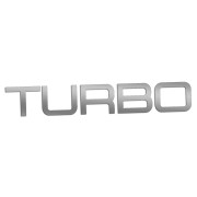 Naklejka TURBO Napis Sportowy - Auto Tuning / Doładowanie - Na Auto / Szybę - srebrna