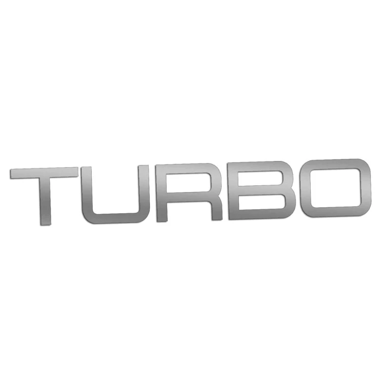 Naklejka TURBO Napis Sportowy - Auto Tuning / Doładowanie - Na Auto / Szybę - srebrna