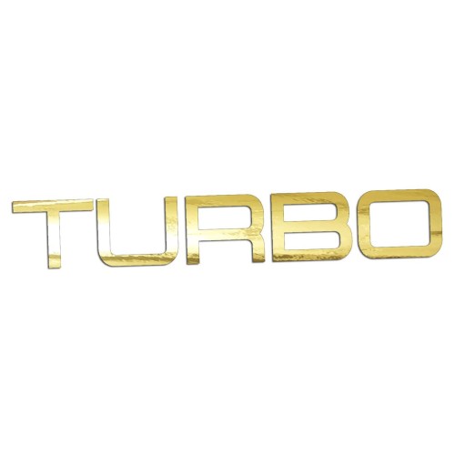 Naklejka TURBO Napis Sportowy - Auto Tuning / Doładowanie - Na Auto / Szybę - złoty chrom
