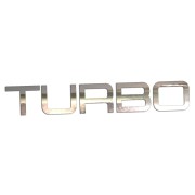 Naklejka TURBO Napis Sportowy - Auto Tuning / Doładowanie - Na Auto / Szybę - chrom