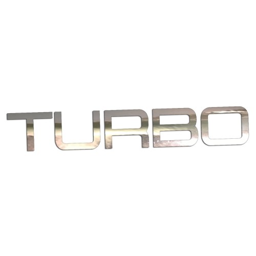 Naklejka TURBO Napis Sportowy - Auto Tuning / Doładowanie - Na Auto / Szybę - chrom