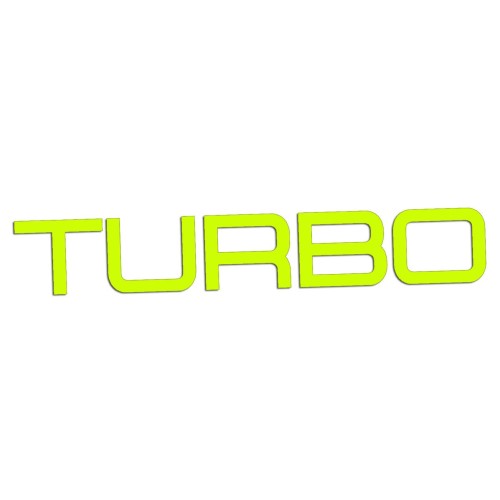 Naklejka TURBO Napis Sportowy - Auto Tuning / Doładowanie - Na Auto / Szybę - żółty neon
