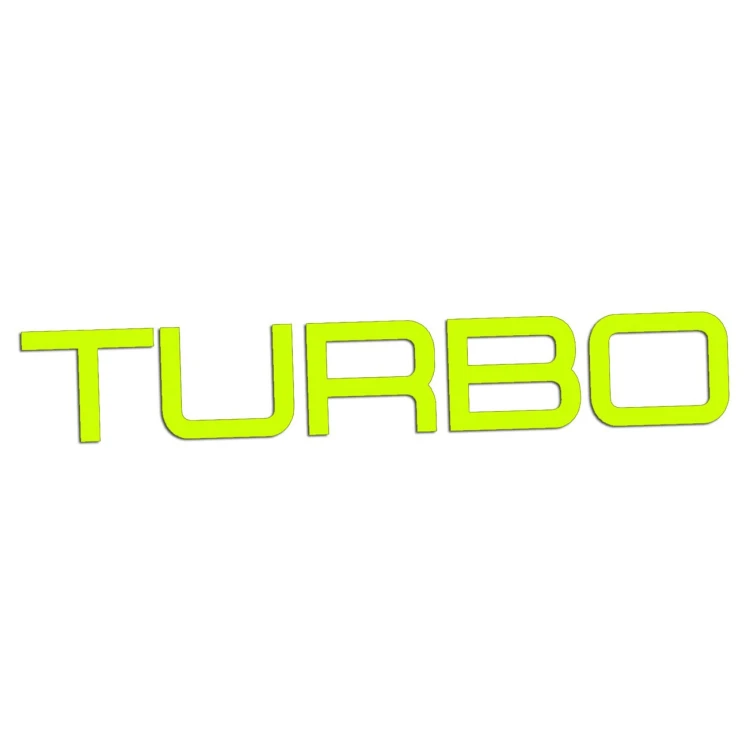 Naklejka TURBO Napis Sportowy - Auto Tuning / Doładowanie - Na Auto / Szybę - żółty neon