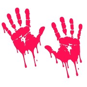 Naklejki ŚLADY DŁONI Odciski Zacieki - Zestaw Para (Lewa + Prawa) - Halloween / Auto - różowy neon