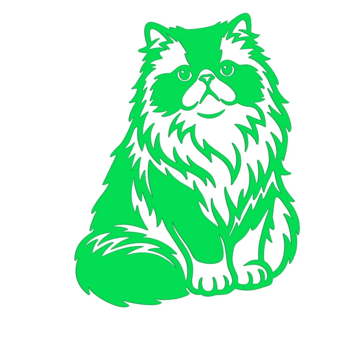 Naklejka KOT PERSKI Puszysty - Rasa Kota / Zwierzęta - Na Auto / Laptop - zielona neon