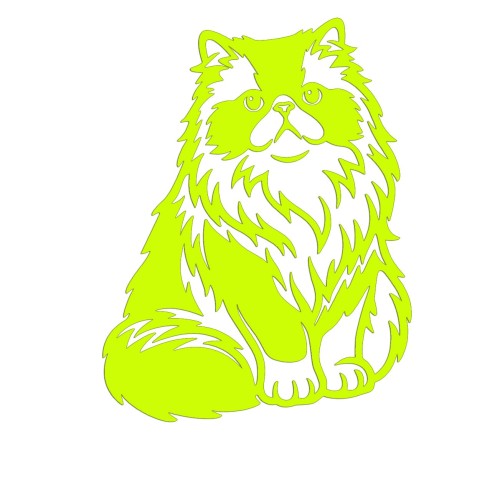 Naklejka KOT PERSKI Puszysty - Rasa Kota / Zwierzęta - Na Auto / Laptop - żółta neon