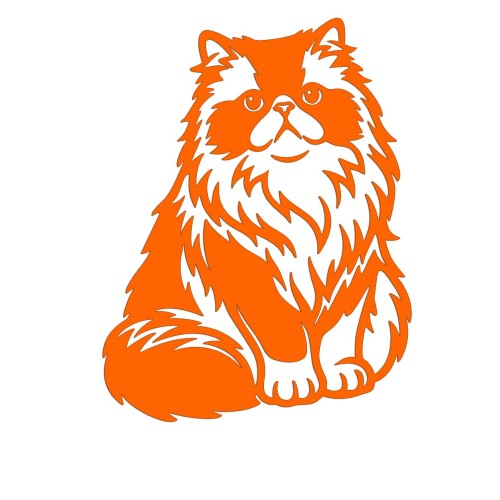 Naklejka KOT PERSKI Puszysty - Rasa Kota / Zwierzęta - Na Auto / Laptop - pomarańczowa neon