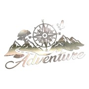 Naklejka ADVENTURE RÓŻA WIATRÓW GÓRY - Kompas / Droga - Camper / Off-Road - chrom