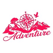 Naklejka ADVENTURE RÓŻA WIATRÓW GÓRY - Kompas / Droga - Camper / Off-Road - różowa neon