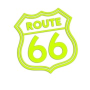 Naklejka ROUTE 66 Znak USA - Na Auto / Motocykl - żółty neon