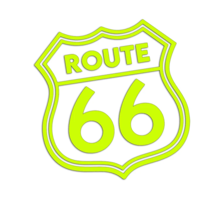 Naklejka ROUTE 66 Znak USA - Na Auto / Motocykl - żółty neon
