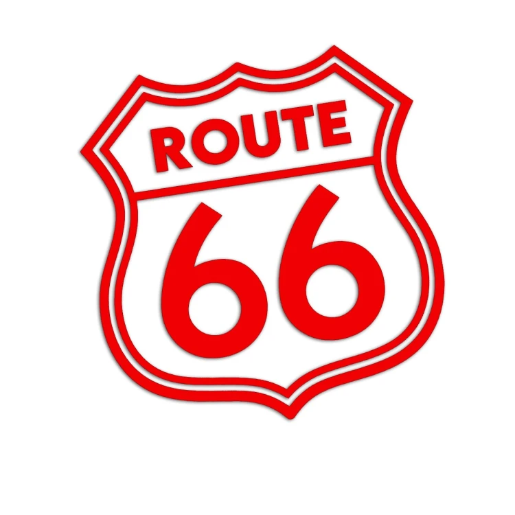 Naklejka ROUTE 66 Znak USA - Na Auto / Motocykl - czerwony neon
