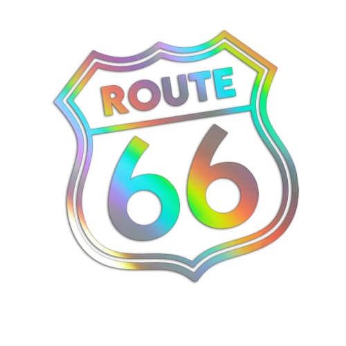 Naklejka ROUTE 66 Znak USA - Na Auto / Motocykl - holograficzna