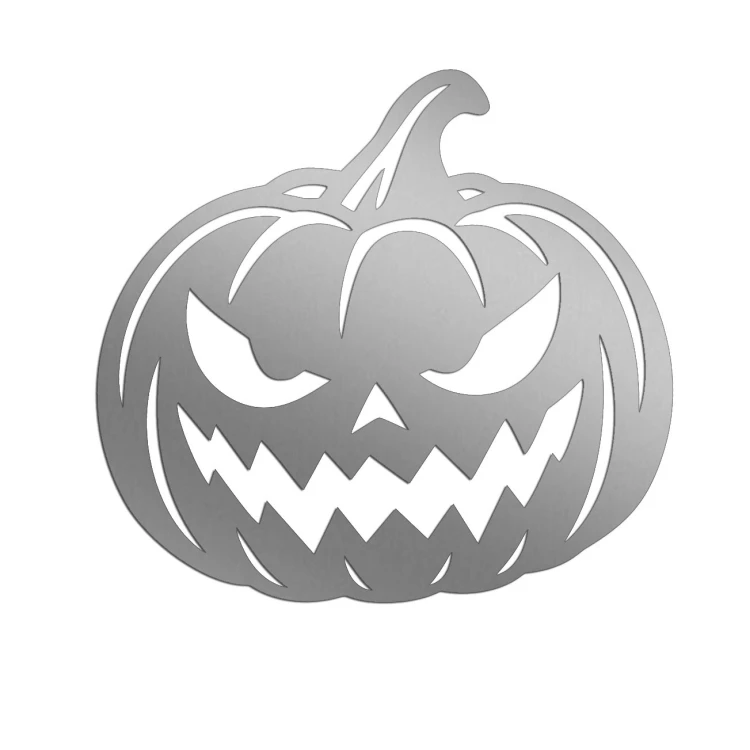 Naklejka DYNIA HALLOWEEN Jack-o'-lantern - Straszna Dynia - Na Auto / Szybę - srebrna