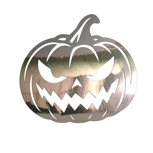 Naklejka DYNIA HALLOWEEN Jack-o'-lantern - Straszna Dynia - Na Auto / Szybę - chrom