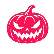 Różowa neonowa naklejka na auto przedstawiająca straszną dynię Halloween Jack-o'-lantern