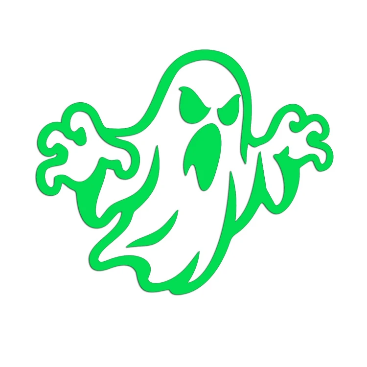 Zielona neonowa naklejka na auto straszny zły duch Halloween wlepka