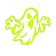 Żółta neonowa naklejka na auto straszny zły duch Halloween wlepka