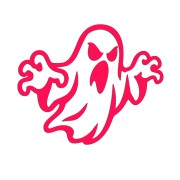 Różowa neonowa naklejka na auto straszny zły duch Halloween wlepka