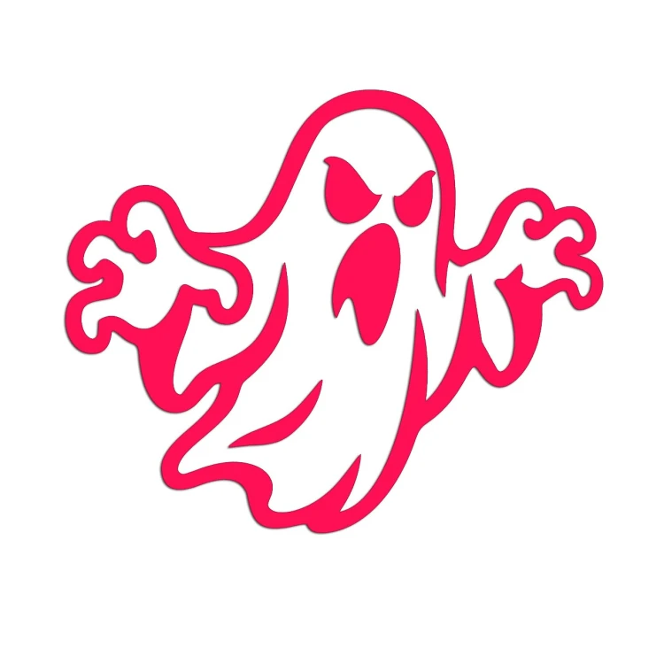Różowa neonowa naklejka na auto straszny zły duch Halloween wlepka