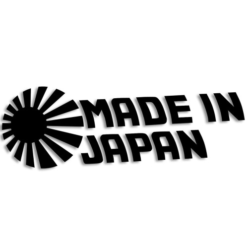 Czarna naklejka na auto Made in Japan słońce Rising Sun JDM