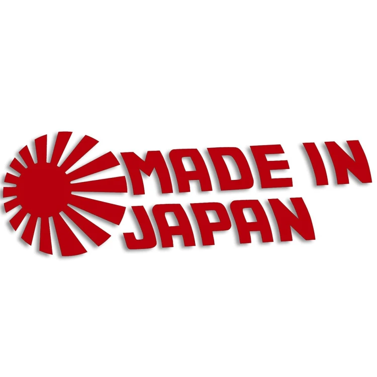 Czerwona naklejka na auto Made in Japan słońce Rising Sun JDM