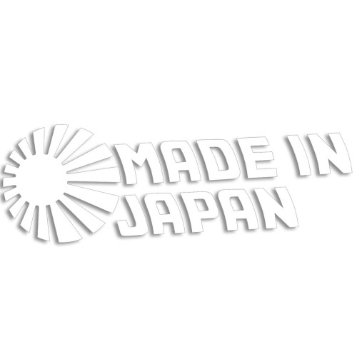 Biała naklejka na auto Made in Japan słońce Rising Sun JDM