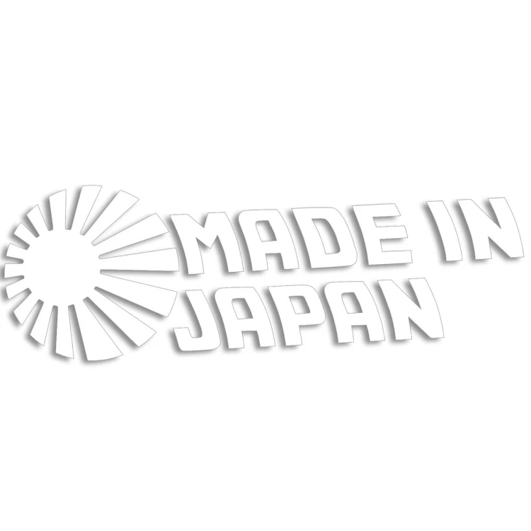 Biała naklejka na auto Made in Japan słońce Rising Sun JDM