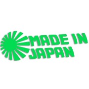 Zielona neonowa naklejka na auto Made in Japan słońce Rising Sun JDM