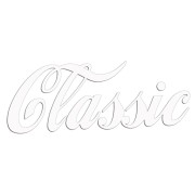Biała naklejka na auto napis Classic pisana czcionka wlepka