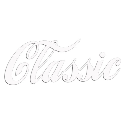 Biała naklejka na auto napis Classic pisana czcionka wlepka