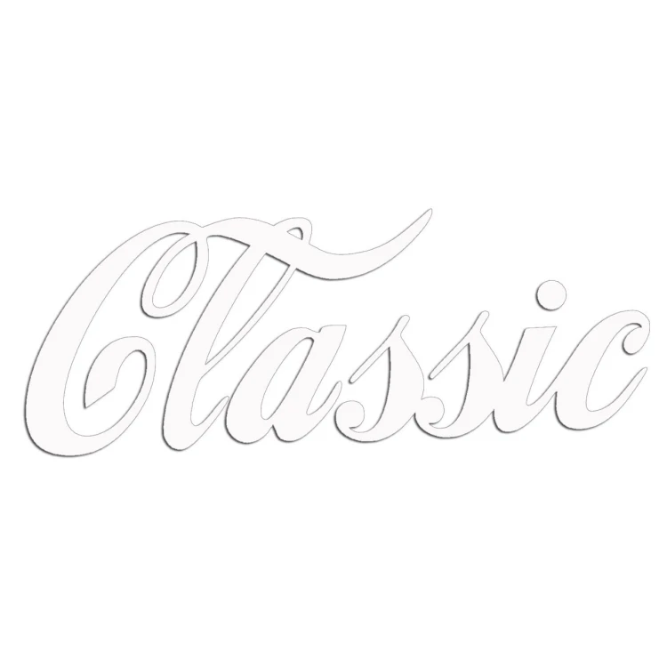 Biała naklejka na auto napis Classic pisana czcionka wlepka
