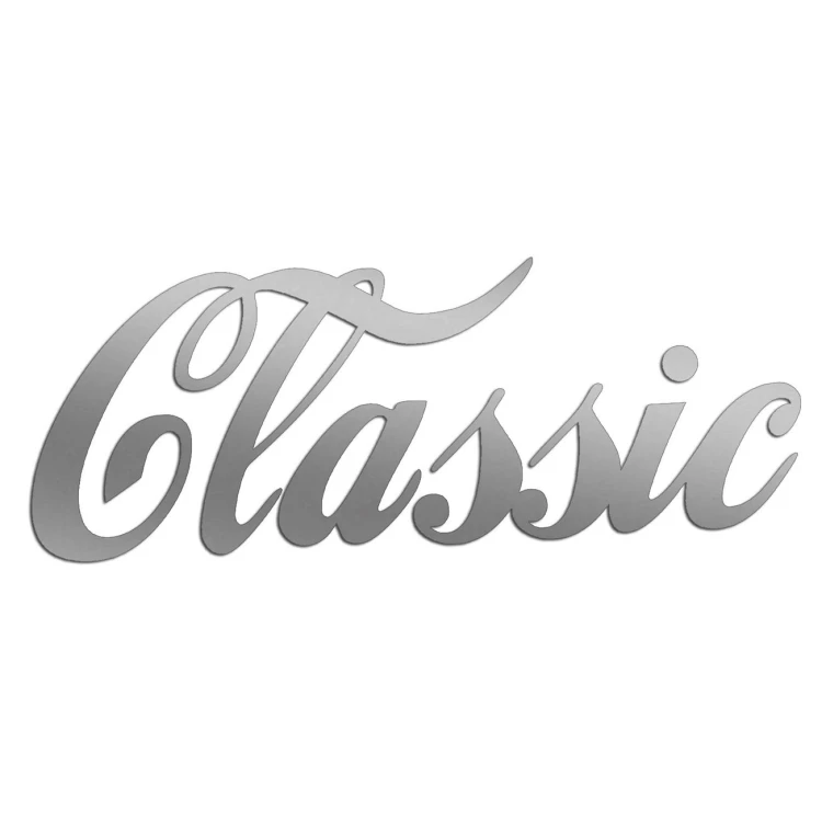 Srebrna naklejka na auto napis Classic pisana czcionka wlepka