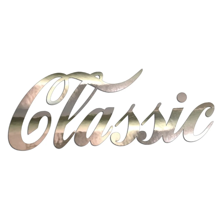 Naklejka na auto napis Classic pisana czcionka wlepka chrom