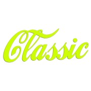 Żółta neonowa naklejka na auto napis Classic pisana czcionka wlepka
