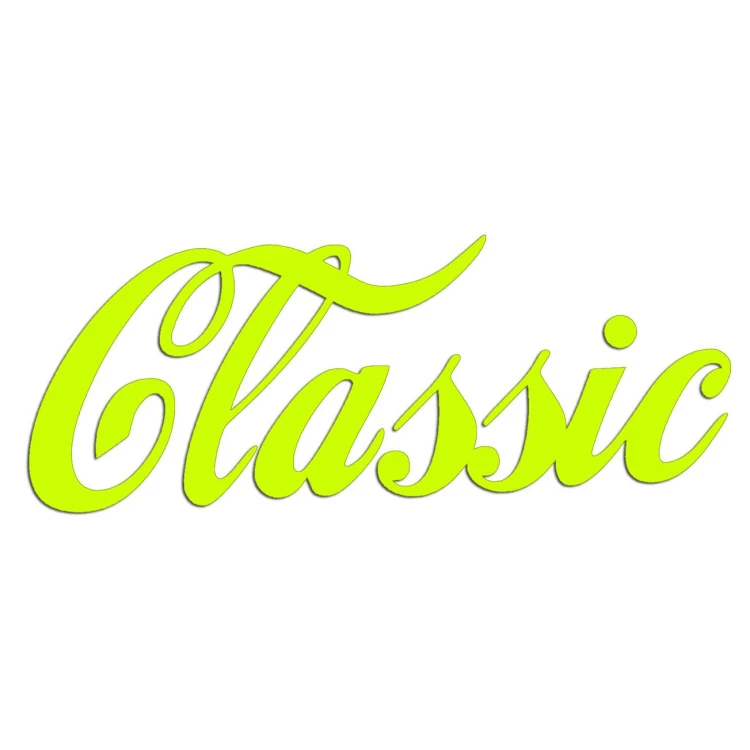 Żółta neonowa naklejka na auto napis Classic pisana czcionka wlepka