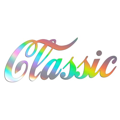 Holograficzna naklejka na auto napis Classic pisana czcionka wlepka