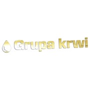 Naklejka na auto napis Grupa krwi z kroplą wlepka złoty chrom