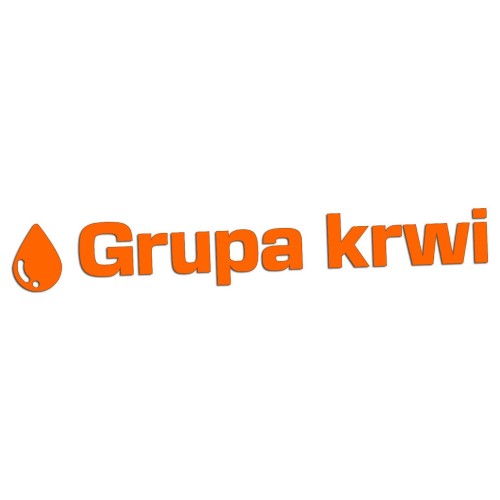 Pomarańczowa neonowa naklejka na auto napis Grupa krwi z kroplą wlepka