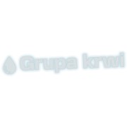 Odblaskowa naklejka na auto napis Grupa krwi z kroplą wlepka