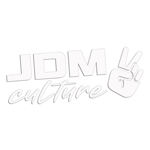 Biała naklejka na auto JDM Culture napis z gestem V wlepka