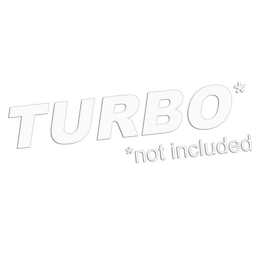 Biała naklejka na auto Turbo not included napis żart tuning gruz