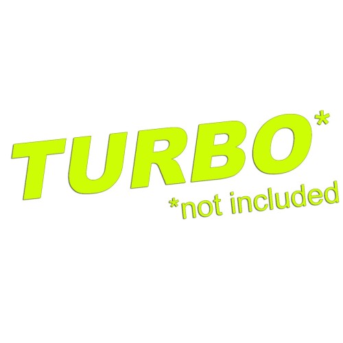 Żółta neonowa naklejka na auto Turbo not included napis żart tuning gruz